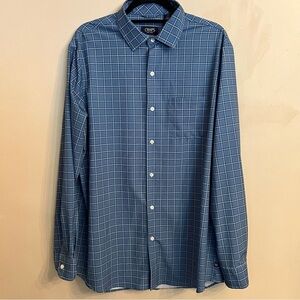 Chaps Everyday Performance Button Down Long Sleeve Blue Plaid Size L